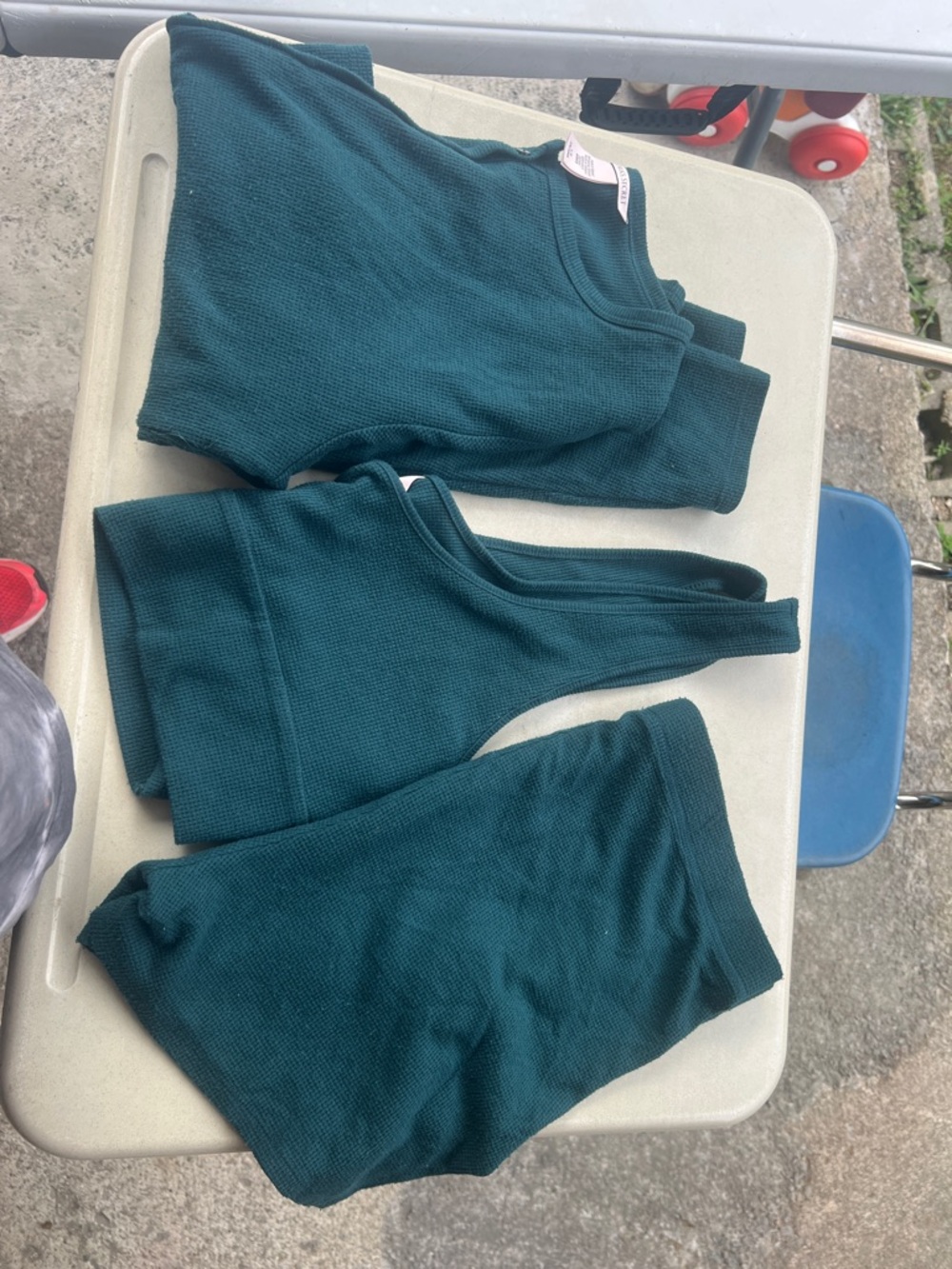 Victoria's Secret Teal Waffle Knit Sleepwear Set